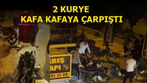 2 Motosikletli Kurye Kafa Kafaya Çarpıştı