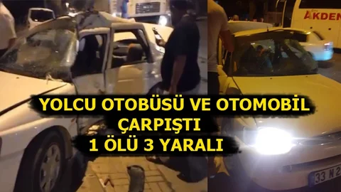 Otomobil ve Yolcu Otobüsü Çarpıştı, 1 Ölü 3 Yaralı