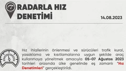 Ülke Genelinde Radarla Hız Denetimi Gerçekleştirildi