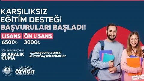 Yenişehir Belediyesinin Karşılıksız Eğitim Desteği Başvuruları Başladı