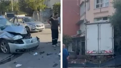 Toroslar’da Trafik Kazası: Kamyonet Bahçeye Girdi