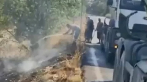 MERSİN'DE AĞAÇLIK ALANDA ÇIKAN YANGINA, BETON MİKSERİ MÜDAHALE ETTİ