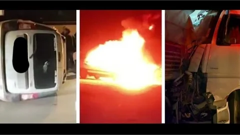 MERSİN'DE GECE ARAÇ YANDI, TIR KAMYONA ARKADAN ÇARPTI, BİR ARAÇ İSE TAKLA ATTI