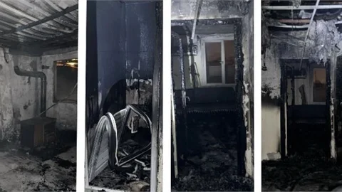 Fazla atılan kömür sobayı patlattı, yangına neden oldu: 5 Yaralai