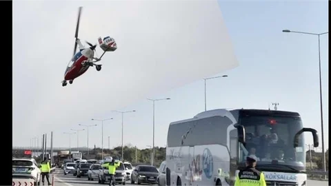 “CAYROKOPTER İLE HAVADAN TRAFİK DENETİMİ YAPILDI”