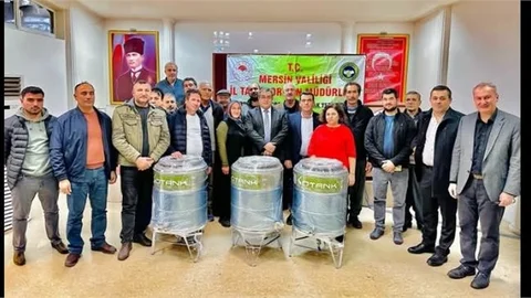 TARSUS SARIULAK ZEYTİN ÜRETİCİLERİNE DEPOLAMA TANKI DAĞITILDI