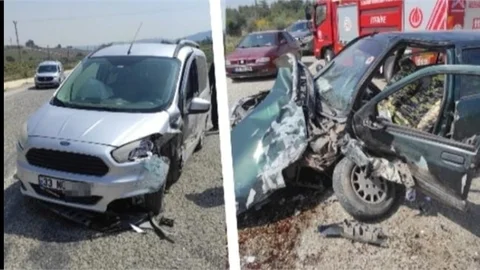 İKİ ARAÇ KAFA KAFAYA ÇARPIŞTI:1 YARALI