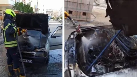 Seyir halindeki otomobil yandı