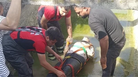 Sulama Kanalına Düşen Yaşlı Vatandaş İtfaiye Tarafından Kurtarıldı
