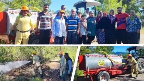 ELEKTRİK HATTI KAYNAKLI YANGINA SU TANKERLİ MÜDAHALE