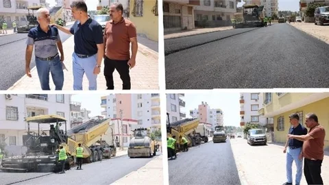 AKDENİZ’DE İHTİYAÇ DUYAN SOKAKLAR SICAK ASFALTLA YENİLENİYOR