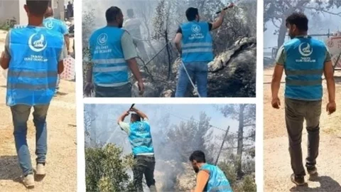 MERSİN ÜLKÜ OCAKLARI'NDAN , SÖNDÜRME, SOĞUTMA VE YARDIM ÇALIŞMALARINA DESTEK