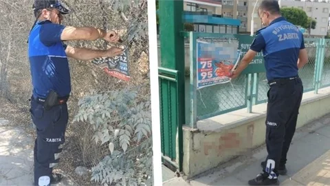 Tarsus’ta Gelişigüzel Şekilde Asılan Afiş ve Pankartlar Büyükşehir Zabıtası Tarafından Toplanıyor