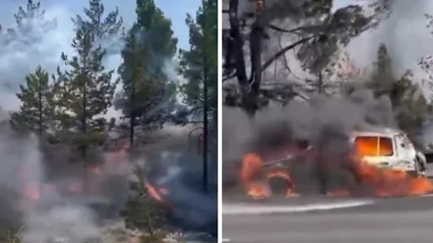Mersin Tarsus - Adana Pozantı Otoyolunda Araç Alev Aldı, Yangın Ormana Sıçradı