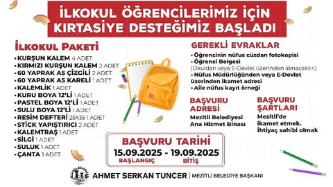 Mezitli Belediyesi’nden Öğrencilere Kırtasiye Desteği Başvuruları Başladı