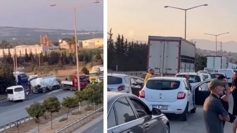 Mersin Otoyolunda TIR Makasladı Trafik Kilitlendi