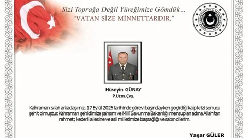Şehit Hüseyin Günay’ın Cenazesi Mersin’e Getirilecek.
