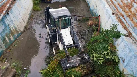Aydın'da Yenikent Deresi'nde temizlik çalışmaları yapılıyor