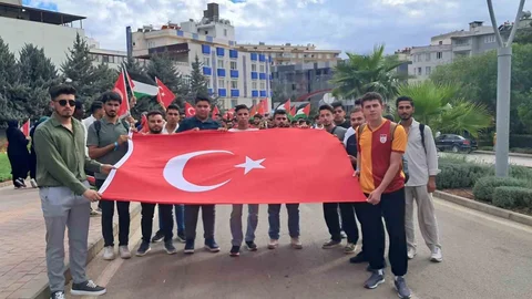 Kilis'te Filistin'e destek için yürüyüş düzenlendi