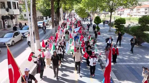 Amasya'da Filistin'e destek için yürüyüş düzenlendi