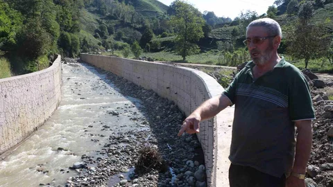 Rize'de dere ıslahı çay üreticisini mağdur etti.