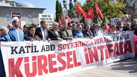 Erzurum'da Gazze için protesto gösterisi yapıldı