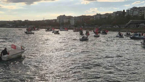 Tekirdağ'da Balıkçılardan Gazze'ye Destek Gösterisi