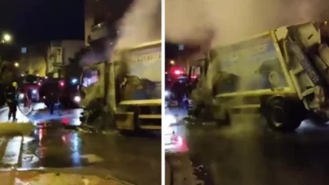 Mersin Akdeniz'de Çöp Toplama Kamyonun da Yangın