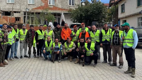 Konya'da yaban domuzu sürek avı yapıldı