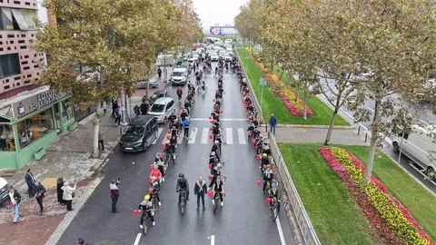 Sultangazi'de Gazze için pedal çevrildi