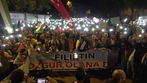 Amasya'da Filistin'e destek yürüyüşü düzenlendi