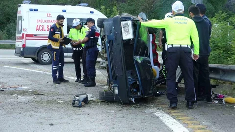 Giresun'da otomobil takla attı
