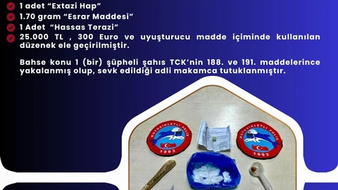 Bingöl'de uyuşturucu operasyonu gerçekleştirilerek 1 kişi tutuklandı