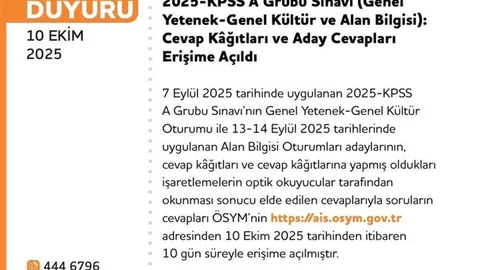 Ankara'da KPSS cevap kağıtları ve aday cevapları erişime açıldı