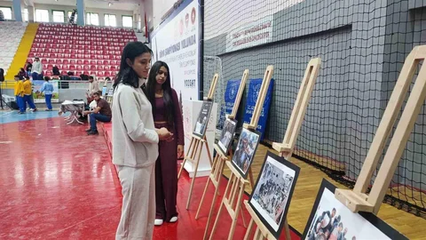Yozgat'ta güreş müsabakalarında Filistin'e destek sergisi düzenlendi