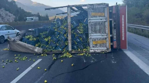 Tarsus’ta Narenciye Yüklü Kamyon Devrildi: Otoyolda Trafik Felç Oldu!