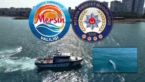 Mersin’de Deniz Polisi Devriyesine Yunus Balıkları Eşlik Etti