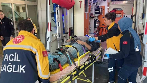 Karaman'da inşaatta düşen işçi hastaneye kaldırıldı