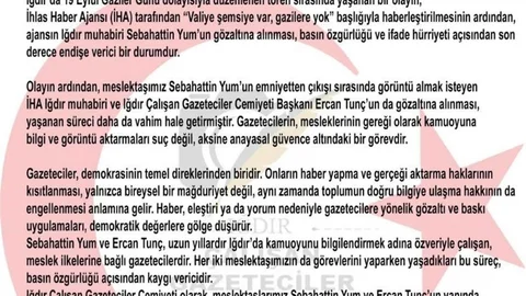Iğdır'da iki gazetecinin gözaltına alınmasına tepki gösterildi