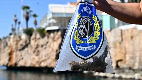 Antalya'da deniz dibinden oksitlenmiş bir tabanca ve iki bisiklet bulundu.