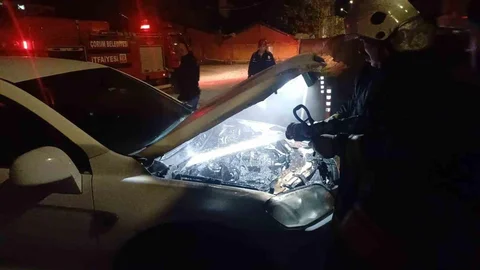 Çorum'da cipte yangın çıktı