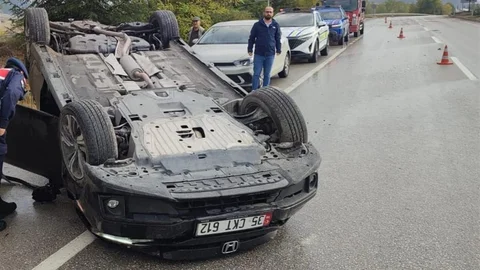 Karabük'te takla atan otomobilde 1 kişi yaralandı
