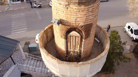 Yozgat'ta tarihi minare dron ile görüntülendi