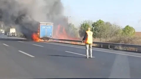 Adana- Ceyhan Otoyolunda TIR Yangını