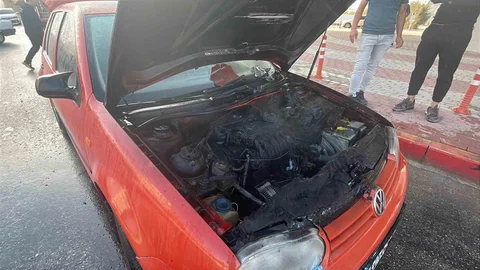 Karaman'da LPG'li otomobile polis ekipleri müdahale etti