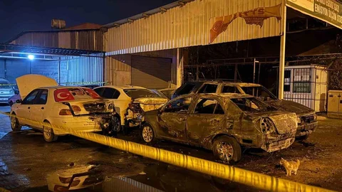 Mersin'de sanayi sitesinde 5 araç kundaklandı