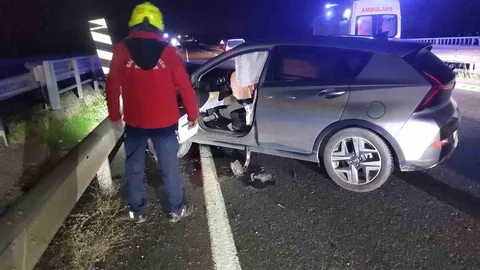 Havran'da Otomobil ve Motosiklet Çarpıştı