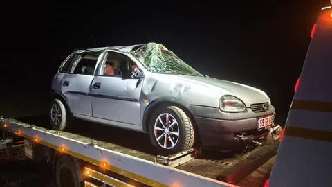 Keşan'da Takla Atan Otomobil