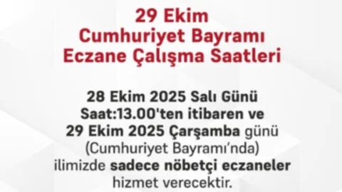 Dikkat: Eczaneler de 29 Ekim Tatil Moduna Giriyor! Hem de 1,5 Gün…