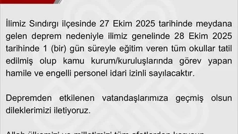Balıkesir'de Okullar Tatil Edildi